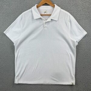 Fair Harbor The Ravello Terry Polo Shirt Mens XL White Stretch Short Sleeve